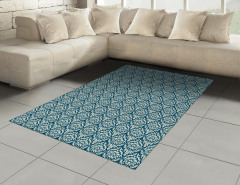 Mavi Çiçek Desenli Halı (Kilim) Şık Tasarım Trend