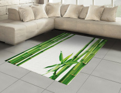 Bambu ve Yaprak Desenli Halı (Kilim) Yeşil Trend