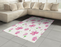 Pembe Çiçek Desenli Halı (Kilim) Şık Tasarım
