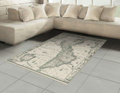 Antik Amerika Haritası Halı (Kilim) Şık