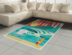 Egzotik Tatil Halı (Kilim) Okyanus Sörf Egzotik Tatil
