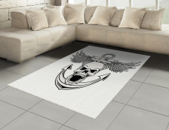 Kuru Kafa Desenli Halı (Kilim) Siyah Beyaz Çapa