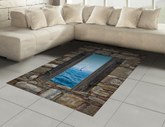 Ahşap Pencere Temalı Halı (Kilim) Deniz Kahverengi