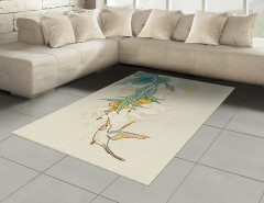 Yeşil Çiçek ve Kuş Halı (Kilim) Çeyizlik Şık