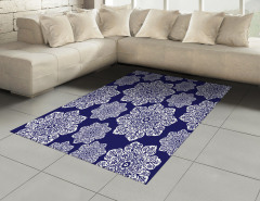 Çeyizlik Çiçekli Halı (Kilim) Çiçekli Lacivert Şık Tasarım