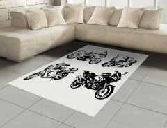 Motosiklet Severler İçin Halı (Kilim) Siyah Beyaz