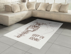 Motosiklet Yolculuğu Temalı Halı (Kilim) Beyaz Yol