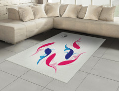 Balık Desenli Halı (Kilim) Yin Yang Kırmızı Lacivert