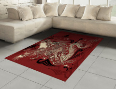 Kükreyen Ejderha Desenli Halı (Kilim) Japon Mitolojisi