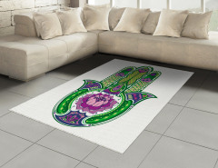 Yeşil Mor Fatımanın Eli Halı (Kilim) Çiçekli