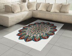 Çiçek Desenli Halı (Kilim) Etnik Şık Tasarım Mandala