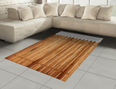Ahşap Çit Temalı Halı (Kilim) Kahverengi Beyaz Bahçe