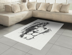 Dekoratif Gri Aslan Halı (Kilim) Beyaz Fonlu