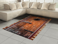 Kahverengi Ahşap Kapı Halı (Kilim) Dekoratif