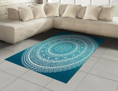 Mavi Mandalalı Desen Halı (Kilim) Dekoratif