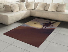 Çölde Uçan Kargalar Halı (Kilim) Sulu Boya