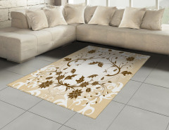 Kahverengi Şık Çiçek Halı (Kilim) Dekoratif