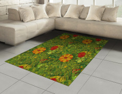 Yeşil Girdap Çiçekleri Halı (Kilim) Şık Tasarım