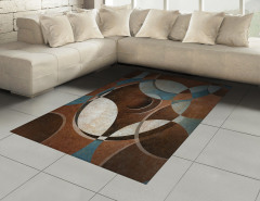 Kahverengi Daireler Halı (Kilim) Soyut Sanat