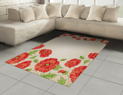 Pembe Kırmızı Çiçekler Halı (Kilim) Dekoratif