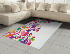 Rengarenk Çiçekler Halı (Kilim) Dekoratif Şık