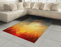 Turuncu Sarı Işık Tüneli Halı (Kilim) Geometrik