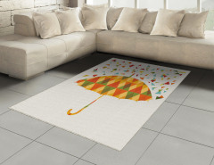 Renkli Üçgen Yağmuru Desenli Halı (Kilim) Şemsiyeli