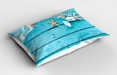Maritime Pillow Sham, Nautical Elements Starfishes Shells
