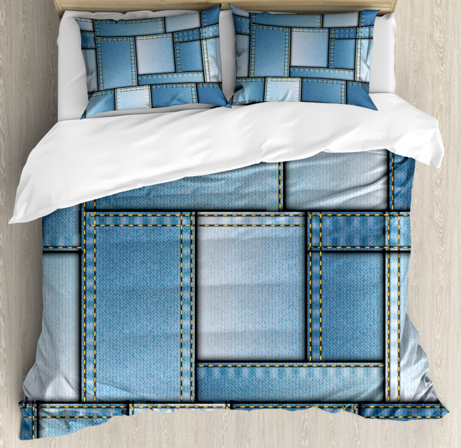 Denim Patchwork Pattern Duvet Cover Set