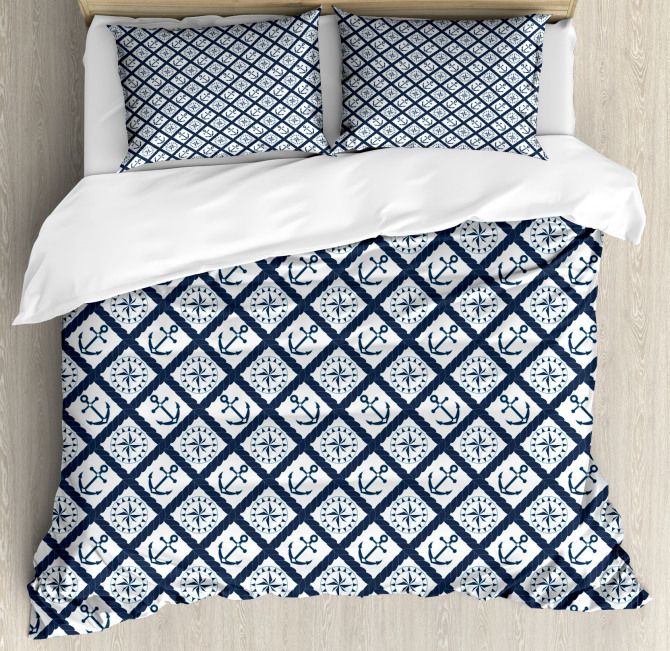 Anchor Windrose Icons Duvet Cover Set