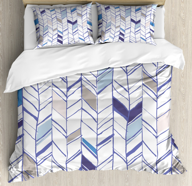 Boho Zigzag Sketchy Line Duvet Cover Set