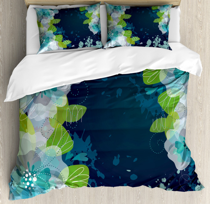 Grunge Abstract Flowers Duvet Cover Set