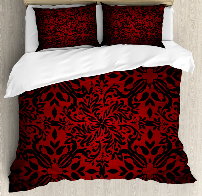 Orient Flowers Leaves Duvet Cover Set