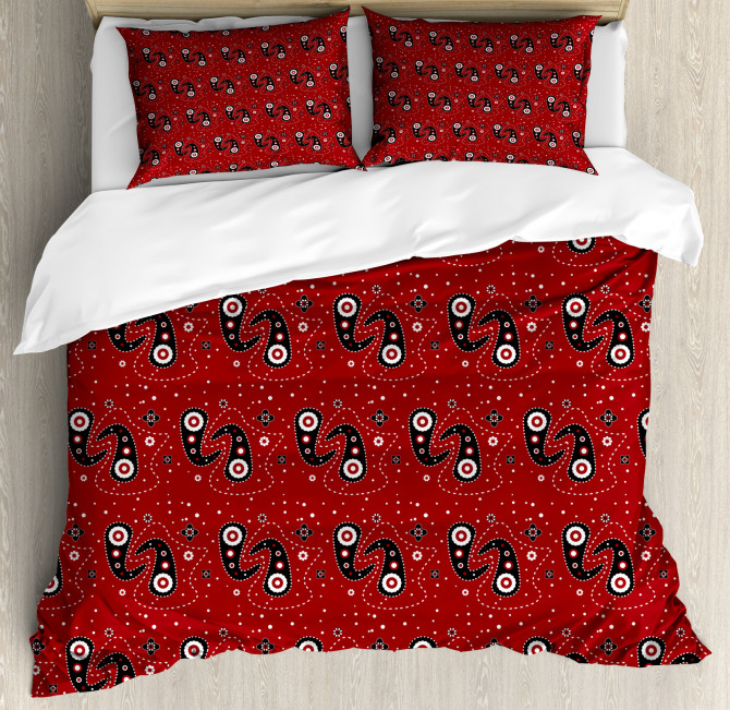 Paisley Flowers Dots Duvet Cover Set