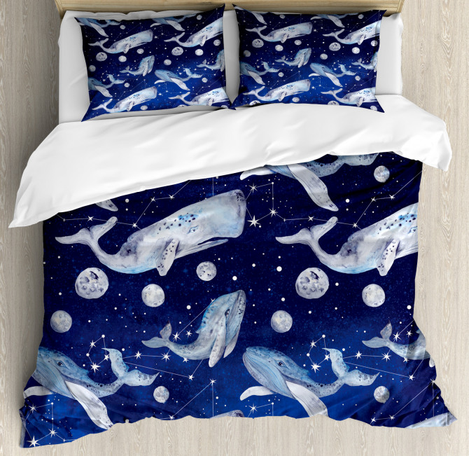 Whale Planet Cosmos Duvet Cover Set