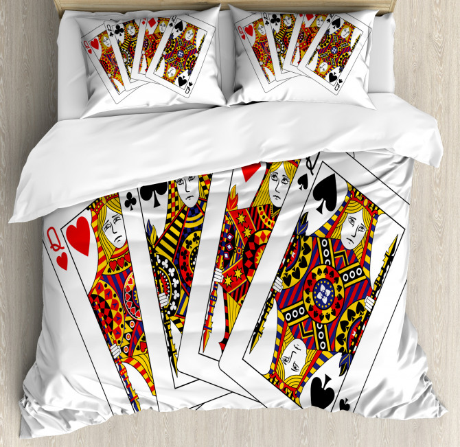 Queens Poker Play Cards Duvet Cover Set