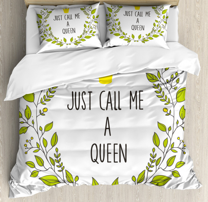 Green Wreath Quote Crown Duvet Cover Set