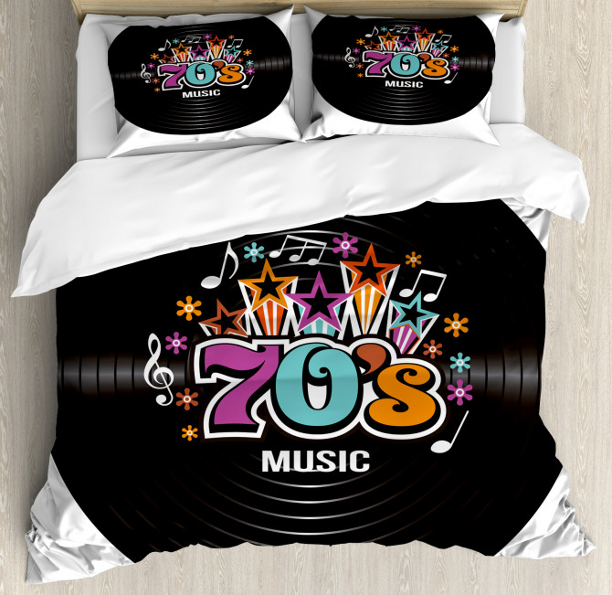 70s Record Discography Duvet Cover Set
