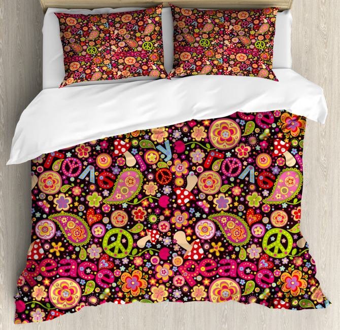 Peace Love Joyful Vivid Duvet Cover Set