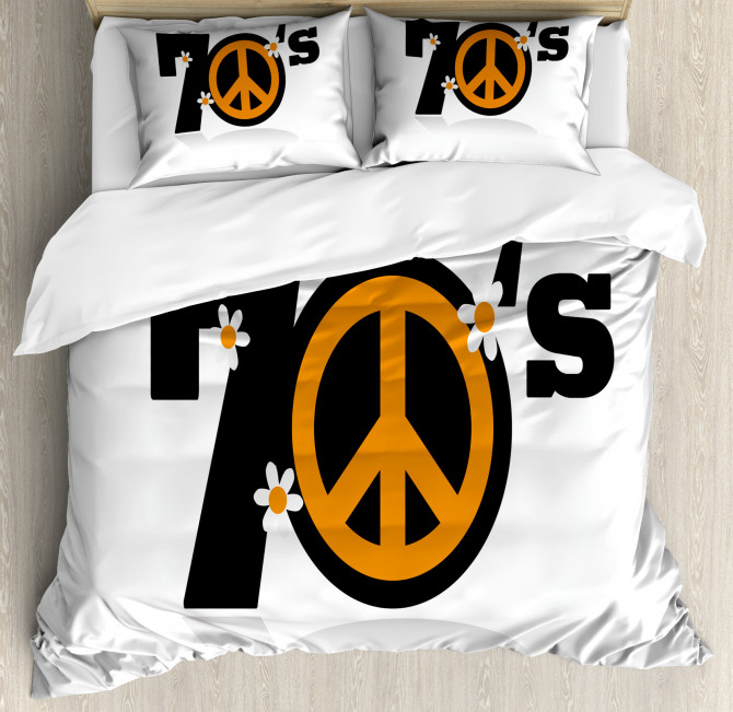 70s Peace Daisies Duvet Cover Set