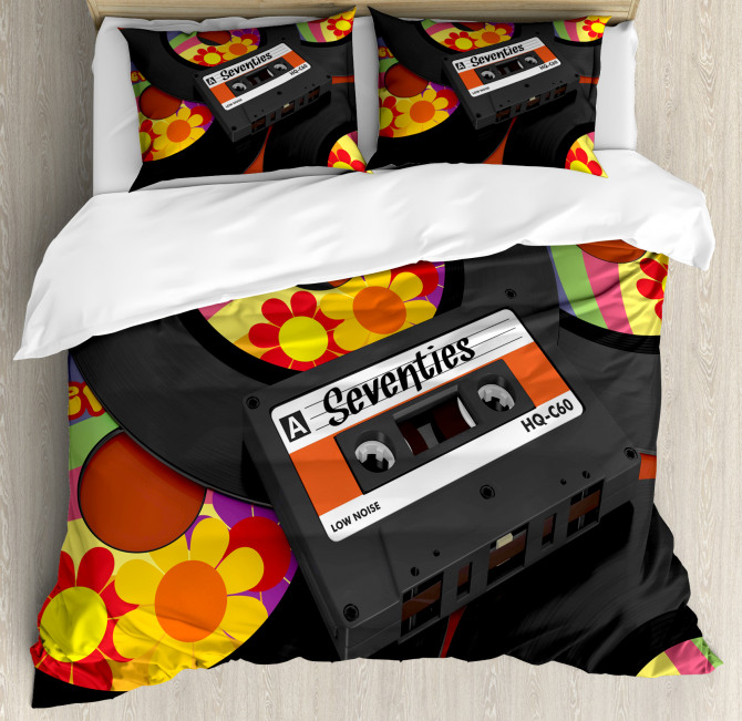 Cassette Vinyl 70s Duvet Cover Set
