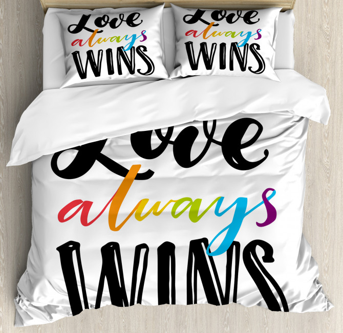 Love Always Wins Phrase Duvet Cover Set