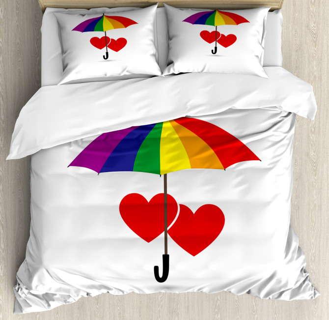 Hearts Umbrella Love Duvet Cover Set