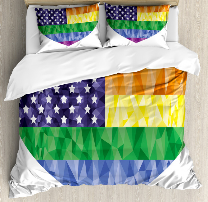 Heart Gay Flag Rainbow Art Duvet Cover Set