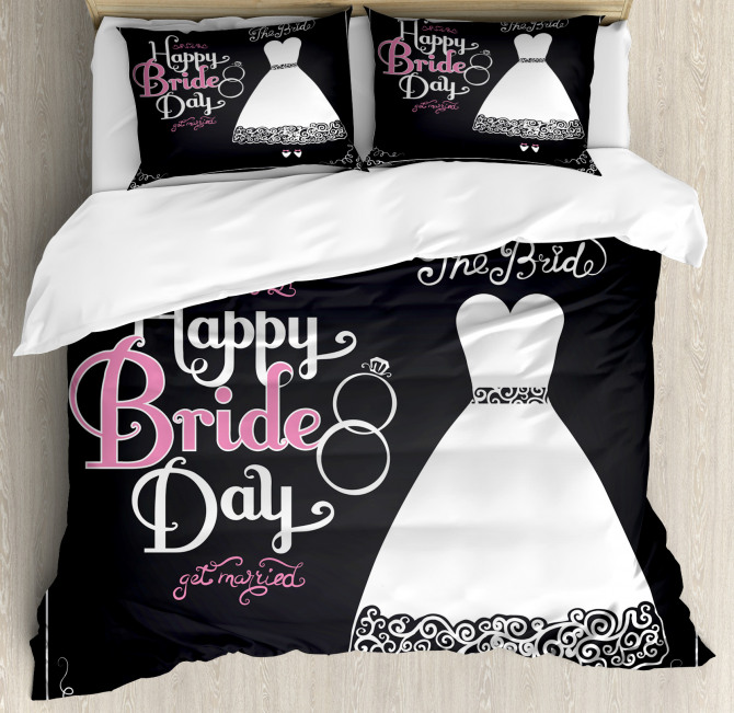 Happy Bride Day Quote Duvet Cover Set