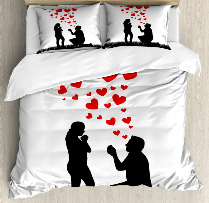 Proposal Hearts Duvet Cover Set