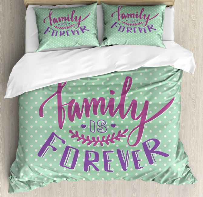Polka Dots Family Quote Duvet Cover Set