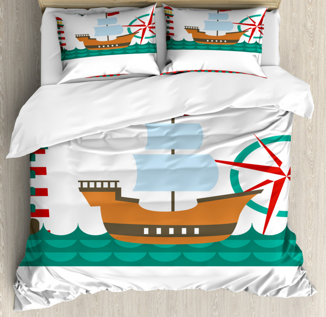 Boat Ahoy Compass Duvet Cover Set