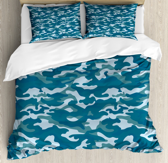 Camouflage Oceanic Colors Duvet Cover Set