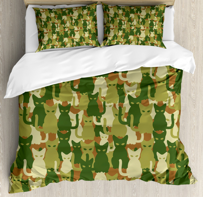 Kitten Silhouettes Jungle Duvet Cover Set